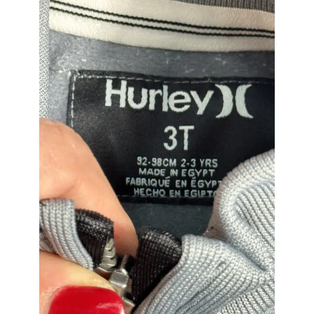 Hurley Gray & Black Colorblock 3-Piece Track Suit Joggers/Jacket/Henley 3T/4T